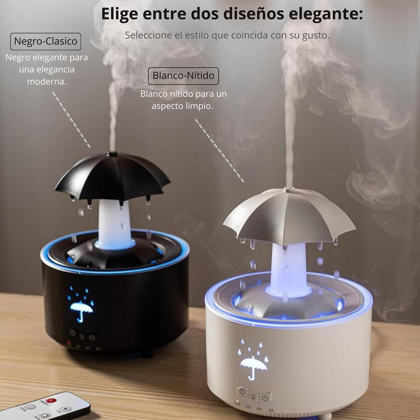 Humidificador relajante que simula la lluvia